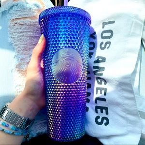 🦄NEW🔮 Starbucks Summer 2022 Metallic Purple Oil Slick Rainbow Studded Tumbler